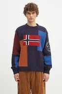 Swetry męskie - Napapijri sweter wełniany Patchwork męski ciepły NP0A4IK8MP11 - miniaturka - grafika 1