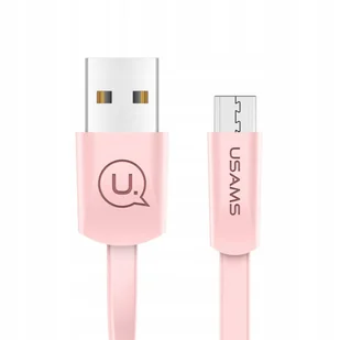 P4Y Płaski Kabel Micro USB US-SJ201 U2 1.2m różowy - Kable USB - miniaturka - grafika 1