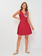 Sukienki - SUKIENKA ROZKLOSZOWANA Z HAFTAMI MINI DESIGUAL - miniaturka - grafika 1