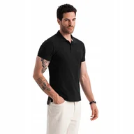 Koszulki męskie - Koszulka męska polo BASIC 100% bawełna czarna V1 OM-POBS-0100 M - miniaturka - grafika 1
