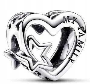 Moja rodzina Mój Wszechświat family serce gwiazda s925 - Wisiorki - miniaturka - grafika 1