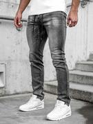 Spodnie męskie - Czarne spodnie jeansowe męskie regular fit Denley MP021N - miniaturka - grafika 1