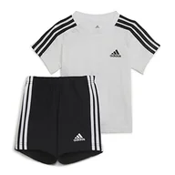 Odzież sportowa dziecięca - adidas 3S Sport Set, Kombinezon dla dzieci i noworodka Unisex-Bimbi 0-24, Top:White/Black Bottom:Black/White, 3-4A - miniaturka - grafika 1