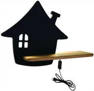 Lampy ścienne - Czarny kinkiet ścienny domek z drewnianą półką - 3X K021 B5-C95 - miniaturka - grafika 1