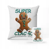 Gadżety dla niej i dla niego - ZESTAW PODUSZKA + KUBEK Prezent Dla Chłopaka Super Ciacho + IMIĘ - miniaturka - grafika 1