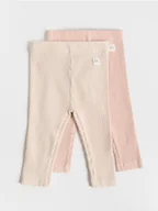 Komplety dla niemowląt - Reserved - Prążkowane legginsy 2 pack - brudny róż - miniaturka - grafika 1