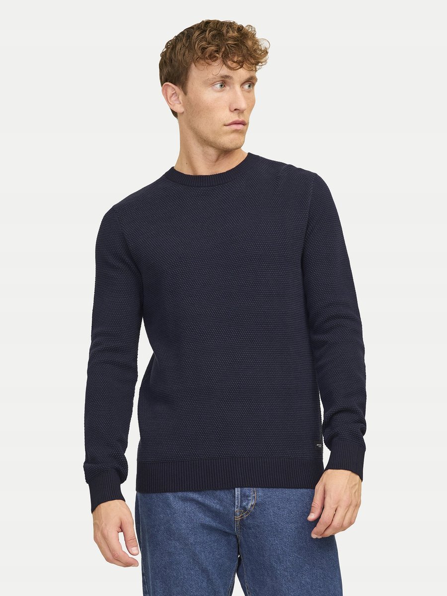 JACK & JONES SWETER MĘSKI Z DZIANINY GRANATOWA S 7CA
