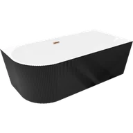 Wanny - Mexen Silo wanna wolnostojąca narożna prawa ryflowana 170 x 80 cm, biała/czarna, przelew różowe złoto - 52891708075P-60 - miniaturka - grafika 1