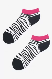 Skarpetki damskie - Skarpetki stopki damskie w motyw zwierzęcy Footies Zebra Marilyn - MARILYN - grafika 1