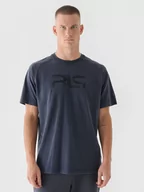Koszulki sportowe męskie - Męski t-shirt z nadrukiem 4F x Robert Lewandowski RL9SAW24TTSHM2182 - szary - miniaturka - grafika 1
