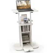 Biurka - GIANTEX Biurko Mobilne, Biurko do Pracy na Stojąco i Siedząco, Regulowana Wysokość, Pochylany Blat, Szafka do Przechowywania, Ergonomiczne (Białe) - miniaturka - grafika 1