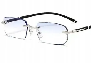 OKULARY KOREKCYJNE plusy srebrne czarne z cyrkoniami ładne metal +1.5 - Okulary korekcyjne, oprawki, szkła - miniaturka - grafika 1