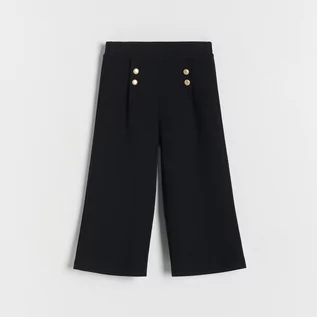 Spodnie i spodenki dla dziewczynek - Reserved - Spodnie z szeroką nogawką - Czarny - grafika 1