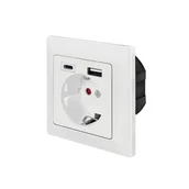 Gniazdka elektryczne - LogiLink PA0262 gniazdko elektryczne CEE 7/3 + USB Biały - miniaturka - grafika 1