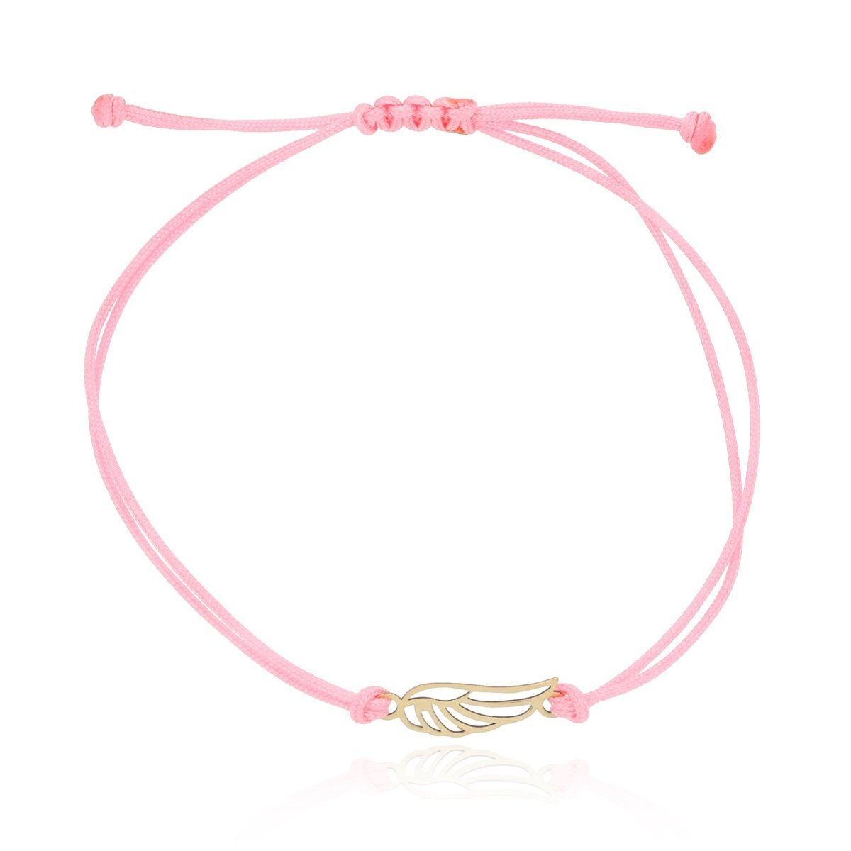 Bransoletka różowy sznurek skrzydło pr. 585