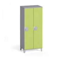 Szafy biurowe - B2B Partner Szafa dwuczęściowa 1400 x 600 x 400 mm, szary/zielony 6100891 - miniaturka - grafika 1