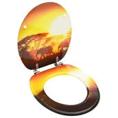 Deski sedesowe - VidaXL Deska klozetowa z klapą, MDF, motyw sawanny - miniaturka - grafika 1