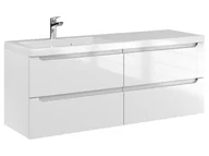Szafki łazienkowe - Szafka Wisząca Z Umywalką ETH 120 cm S Lewa - Biały Wysoki Połysk - miniaturka - grafika 1
