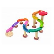 Tory, garaże, parkingi - Plan Toys zabawka edukacyjna Kolorowy tor kulkowy, deluxe - miniaturka - grafika 1
