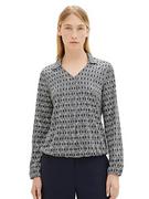 Koszulki i topy damskie - TOM TAILOR Damska koszulka z długim rękawem, 33984 - Navy Geometrics Print, 3XL - miniaturka - grafika 1