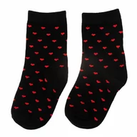 Skarpetki dla dzieci - Skarpety dziecięce długie czarne w serduszka Captain Mike, 27-30 - miniaturka - grafika 1