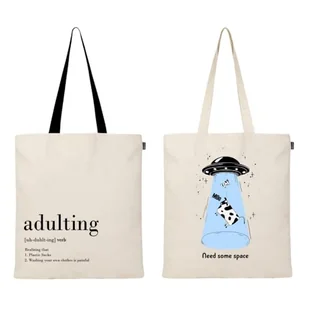 Eco Right Aesthetic Canvas Tote Bag dla kobiet, urocza, modna i wielokrotnego użytku, bawełniana torba do szkoły, na zakupy, siłownię, bibliotekę i plażę, idealna na groceries, Need Some Space - Torebki damskie - miniaturka - grafika 1