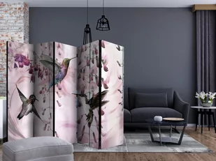 Parawan 5-częściowy - Latające kolibry (różowy) II [Room Dividers] (rozmiar 225x172) - Parawany - miniaturka - grafika 2