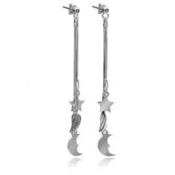 Kolczyki - Kolczyki gwiazdka księżyc srebrne rodowane - miniaturka - grafika 1