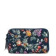 Portfele - Vera Bradley Damski bawełniany portfel podróżny Deluxe z ochroną RFID, świeżo wycięty kwiatowy zielony, jeden rozmiar - miniaturka - grafika 1