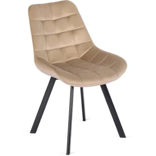 RICK Krzesło Beżowe Welurowe - Krzesła - miniaturka - grafika 1