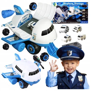 ZESTAW KONSTRUKCYJNY DO SKRĘCANIA ROZKRĘCANIA AUTO SAMOLOT POLICJA +4 AUTKA Z1157 - Zabawy w naśladowanie dorosłych - miniaturka - grafika 1