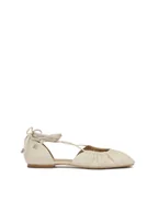 Baleriny - Kremowe baleriny z wyciętą cholewką - miniaturka - grafika 1