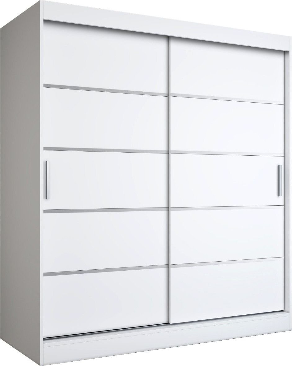 MKPOL Szafa przesuwna MODUO COMFORT 180 biała mat z listwami