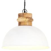 Lampy sufitowe - vidaXL Industrialna lampa wisząca, biała, okrągła, 42 cm, E27, mango 320869 - miniaturka - grafika 1