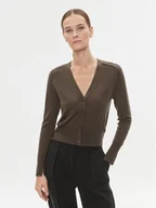 Swetry damskie - Calvin Klein Kardigan K20K205778 Brązowy Slim Fit - miniaturka - grafika 1