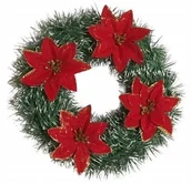 Sztuczne kwiaty - Wianek Na Drzwi Stół Gotowy Stroik Gwiazda Czerwona Świąteczny Dekoracja - miniaturka - grafika 1