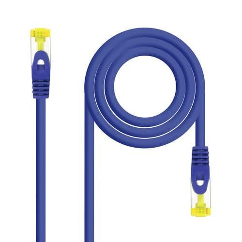 Kabel sieciowy LSZH Cat.6A S/FTP AWG26 niebieski 1,0 m, idealny do szybkich połączeń i transmisji danych w wrażliwych środowiskach.