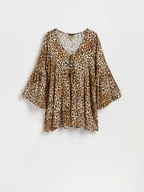 Swetry damskie - Reserved - Narzutka plażowa z wiskozy - brązowy - miniaturka - grafika 1