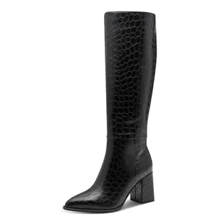 Marco Tozzi Damskie 2-25519-45 modne kozaki, czarne STR, 40 EU, Black Str, 40 EU - Kozaki damskie - miniaturka - grafika 1