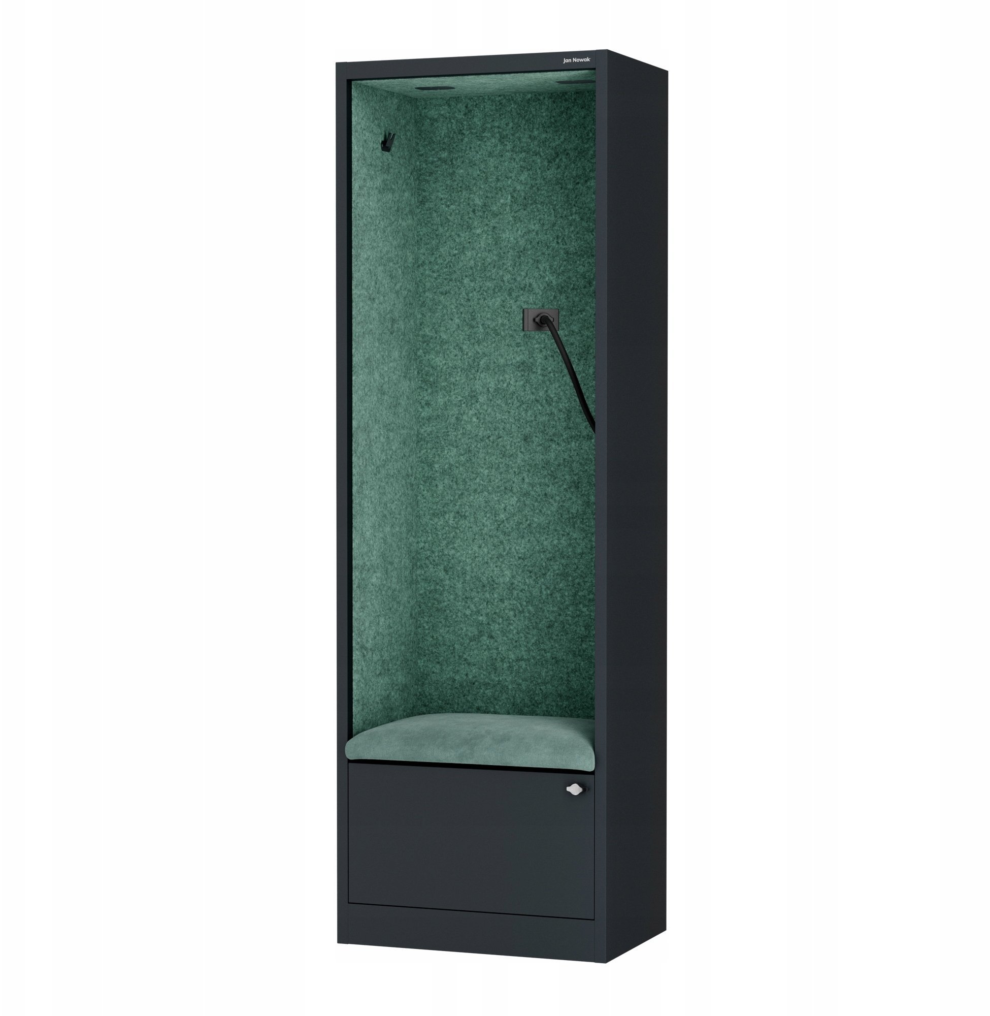 Jan Nowak Kabina akustyczna SALLY MentalBox 600 mm – antracytowy korpus, zielone siedzisko