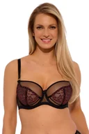 Biustonosze - Biustonosz z haftem Soft Mona 016 czarny różowy 70G - miniaturka - grafika 1