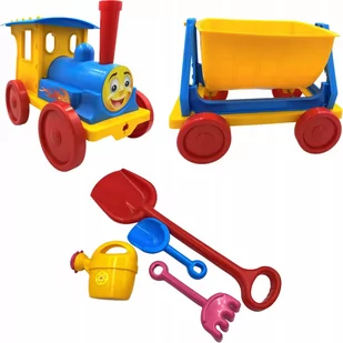 Zabawki Do Piasku Duży Pociąg Grabki Łopata 50Cm - Zabawki do piasku - miniaturka - grafika 1