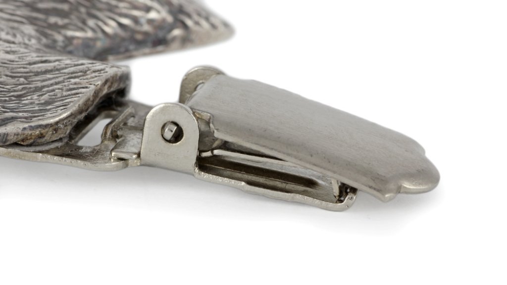 Pirenejski pies górski, Great pyrenees - broszka z klipsem, uchwyt na numer startowy, prezent na wystawę psów marki Art-Dog