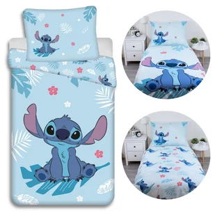 DISNEY Stitch Błękitna, bawełniana pościel dziecięca, dla dziewczynki, na zamek, 100% bawełna, 140x200cm OEKO-TEX - Pościel dla dzieci - miniaturka - grafika 1