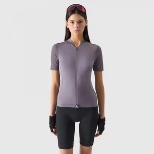 Koszulki sportowe damskie - Damska koszulka rowerowa rozpinana 4F 4FSS24TFTSF490 - fioletowa - grafika 1
