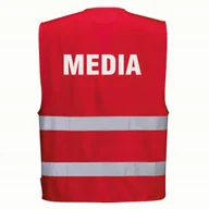 Odzież robocza - Kamizelka odblaskowa PORTWEST F474 Czerwony S/M nadruk MEDIA - miniaturka - grafika 1