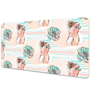 Duża podkładka ochronna na biurko Różowe papugi 90x45 cm - Podkładki na biurko - miniaturka - grafika 1