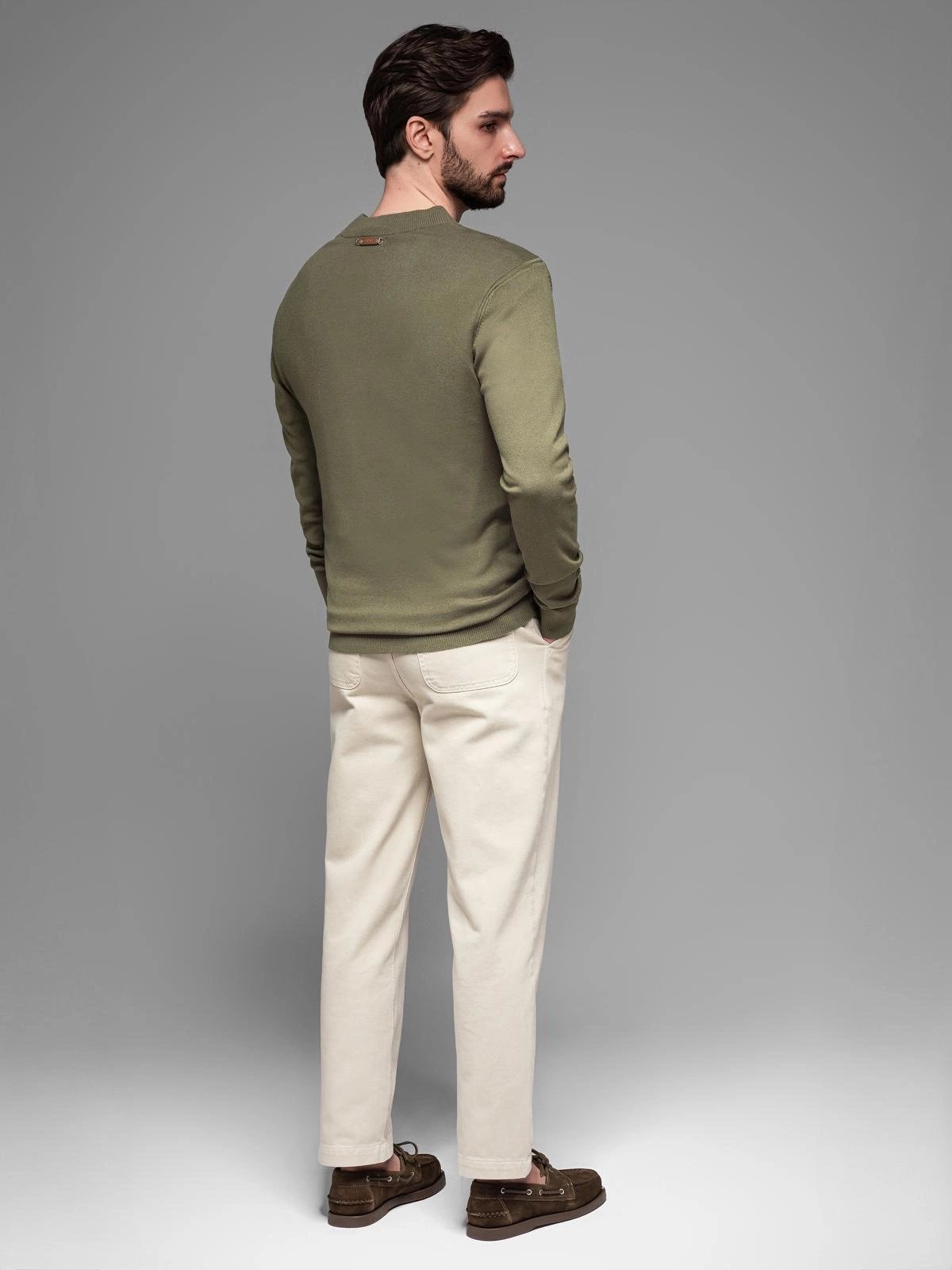 Ombre Clothing Sweter męski zapinany na zamek Sila Olive L