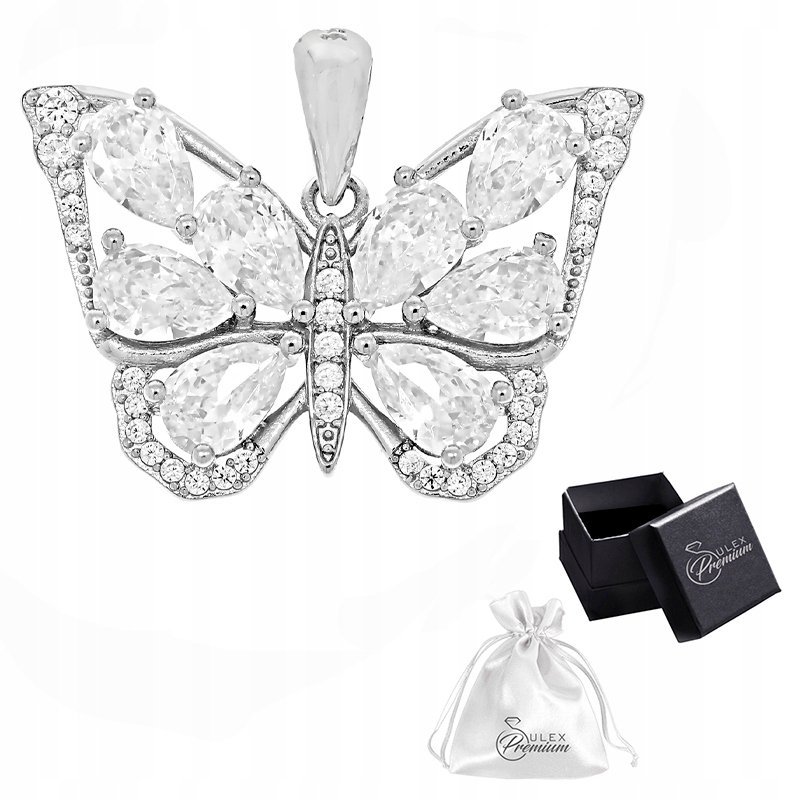 Zawieszka srebrna pr. 925 Wisiorek Motyl z Cyrkoniami Rodowany