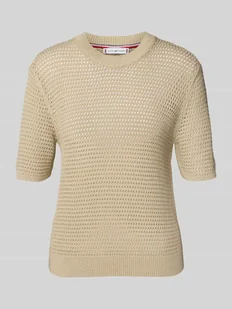 Sweter szydełkowy o kroju regular fit z mieszanki bawełny - Swetry damskie - miniaturka - grafika 1